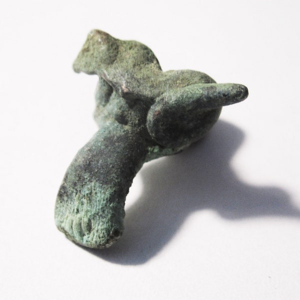 Ancient Koban Bronze Ram's Head Amulet on Sterling Silver Chain - Late Bronze Early Iron Age c. 800 BC