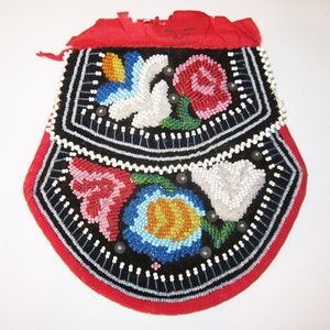 Iroquois Mohawk Beaded Purse Bag Mid/Late 1800s - beadwork intact, stunning example!