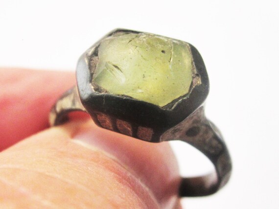 Authentic Bronze Ring with Yellow Stone (Resin) M… - image 3