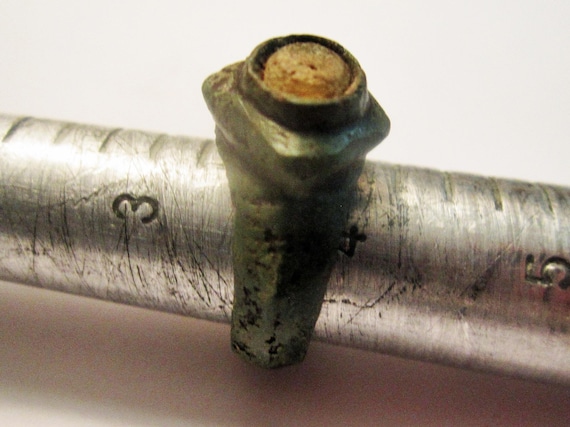 Authentic Robust Bronze Ring with Amber Stone (Gl… - image 5