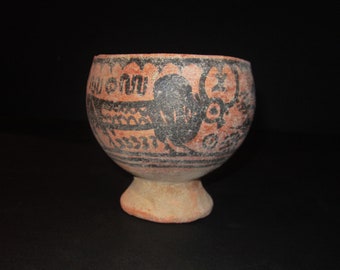 5000 Year Old Indus Valley Terracotta Challis with Two Zebu Bulls Encircling 4 Inches in Diameter - Authentic Kulli Culture