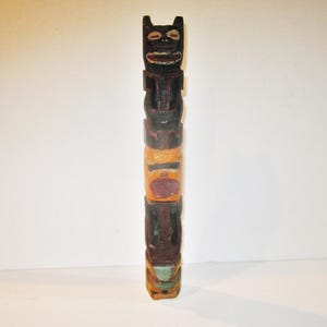 Folk Art Northwest Coast Style Totem Pole 12 Inches - Vintage