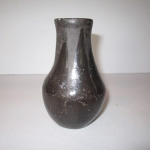 Early Santa Clara Pueblo Blackware Vase 4 Inches