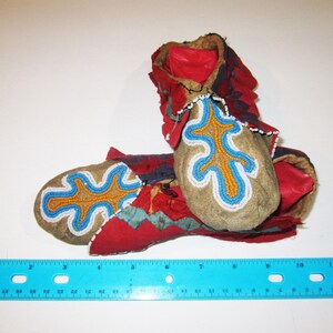 19th C. Kickapoo Ribbon Work Beaded Moccasins on Brain Tanned Leather ...