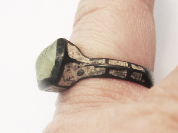 Authentic Bronze Ring with Yellow Stone (Resin) M… - image 2