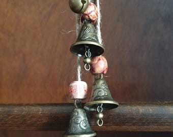 Rustic Green Man and Hare Witch Bells, a Magical Protection and Housewarming Charm ©