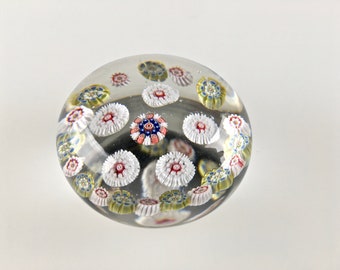 An Exquisite, Antique, Miniature, Saint Louis Paperweight in Pristine Condition. Concentric, Patterned Millefiori. 1840-1860, France.