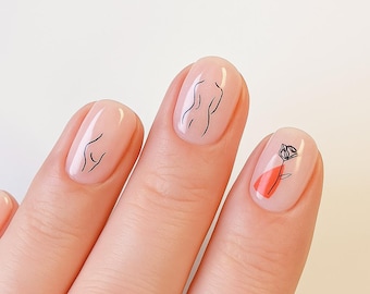 Minimalistische nagelstickers met abstracte nail art
