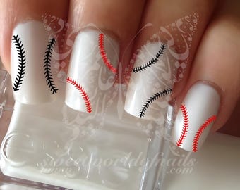 Baseball Stiche Nail Art Wasser Decals Baseball Nägel
