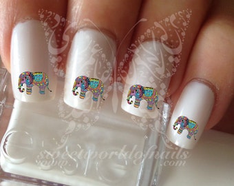 Indian Elephant Nail Art Nail Water Decals Transfers Wraps