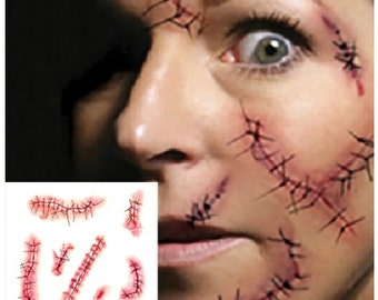 Halloween Temporary Scar Waterproof Tattoos for face and body