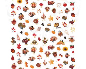 Thanksgiving Nail art Turkey Stickers