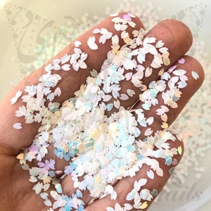 White Flower Petals Nail art Confetti Glitter