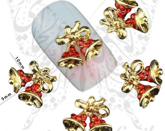 3D Christmas Nail Art Christmas Bells Charms / 2 Pcs
