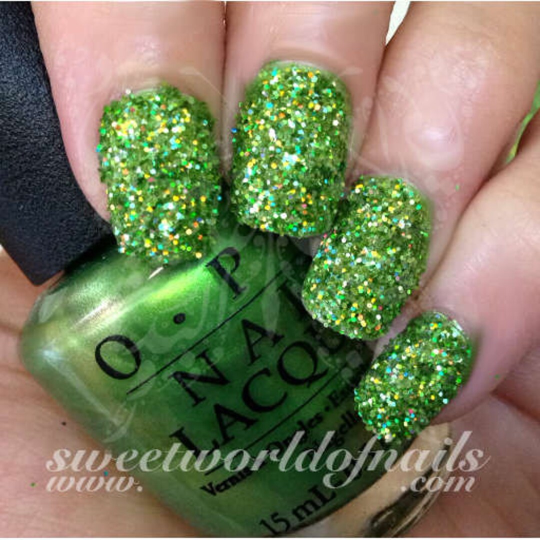 Nail Glitter Light Green Sparkle Glitter Dust Powder Nail Art - Etsy