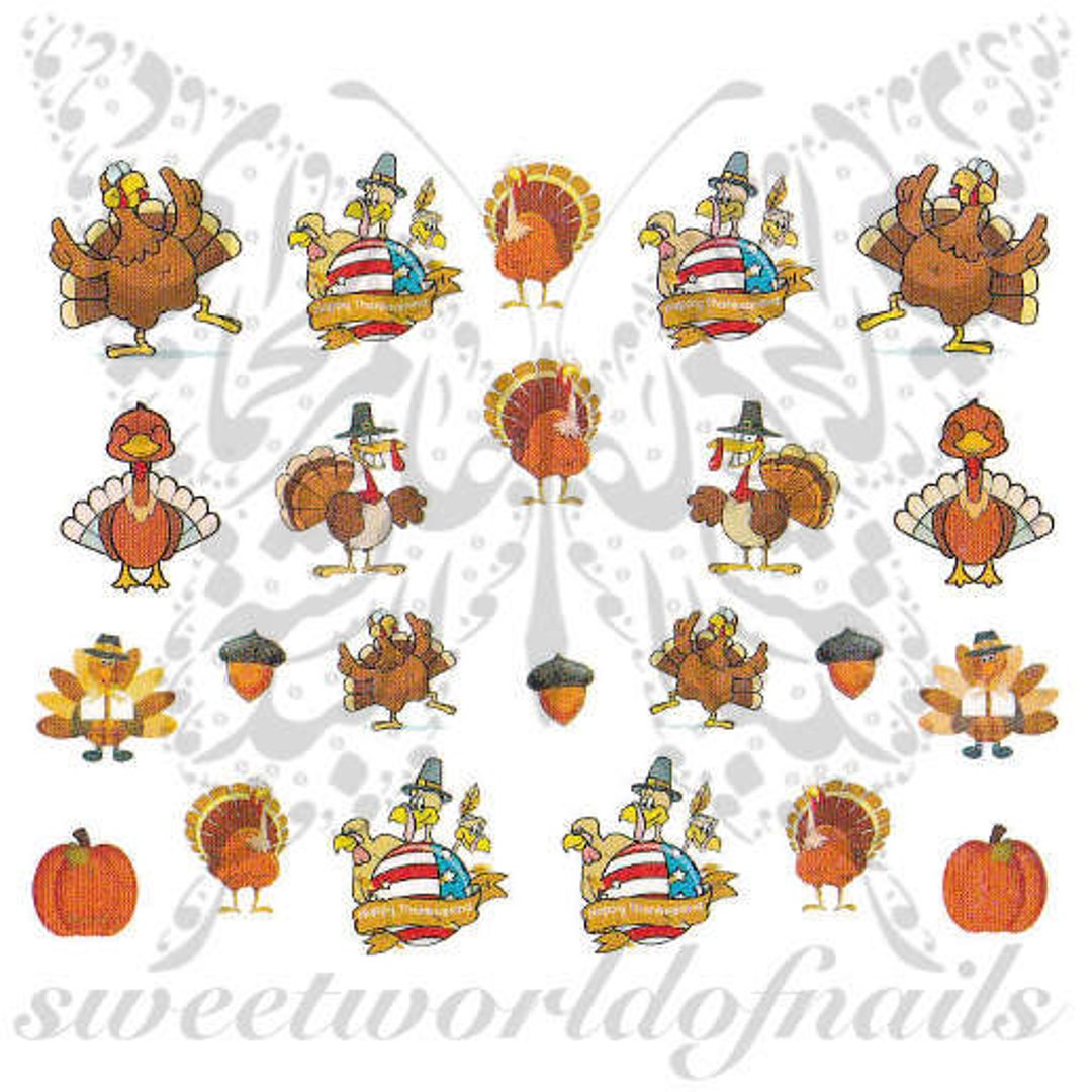 Thanksgiving Nails Turkey Acorn Nail Water Decals - Etsy