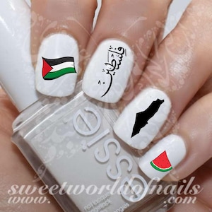 Calcomanías de agua para uñas con diseño de sandía de Palestine Nail Art
