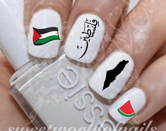 Palestine Nail Art Watermelon Nail water decals