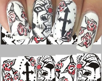 Halloween Nails Scary Skull Nail Water Decals