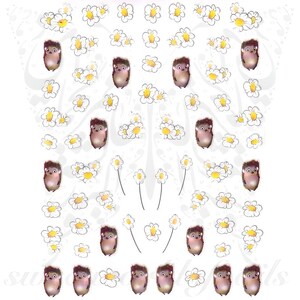 Hedgehog Nail Art Flowers Stickers