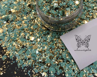 Decorazione per nail art con glitter esagonali verdi