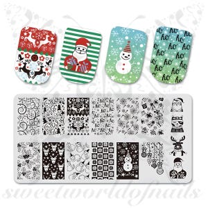 Christmas Nail Art Stamping Plate Santa