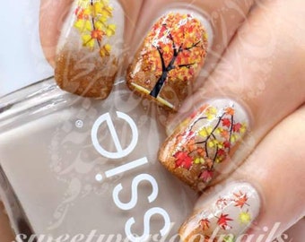 Autumn Nail Art Tree Leaves Nail Water Slides