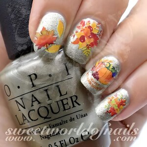 Thanksgiving Nail Art Autumn Leaves Water Slides