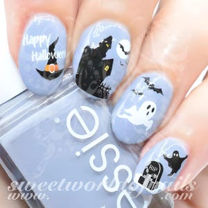 Halloween Nail Art Haunted House Bats and Ghosts Decals