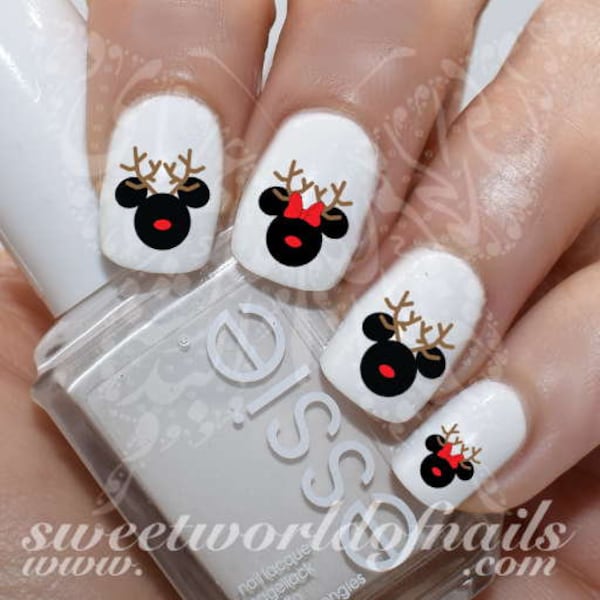 Christmas Nail Art Reindeer Mouse Water Decals