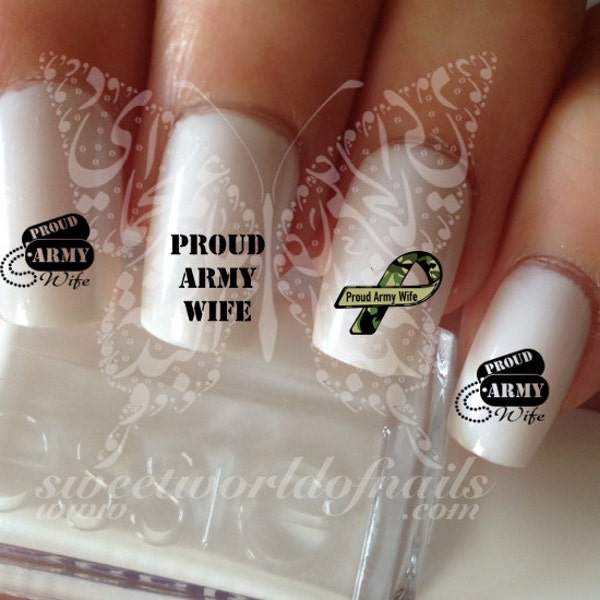 Proud Army Wife Nail Art Nail water decals transfers