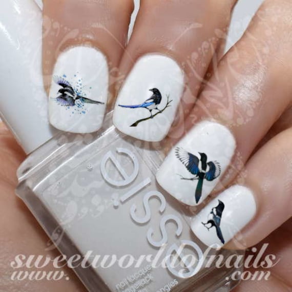 Bird Nail Art Magpie Nail Water Decals Etsy Australia