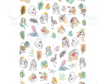 Abstract Face Nail Art Stickers