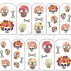 Sugar Skulls Nail Art Halloween Nail water decals