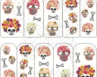 Sugar Skulls Nail Art Halloween Nail water decals