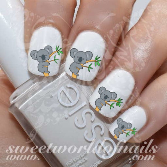 Koala Nail Art Nail Water Decals Etsy