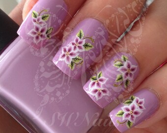 Lila Blumen Nagel Abziehbilder