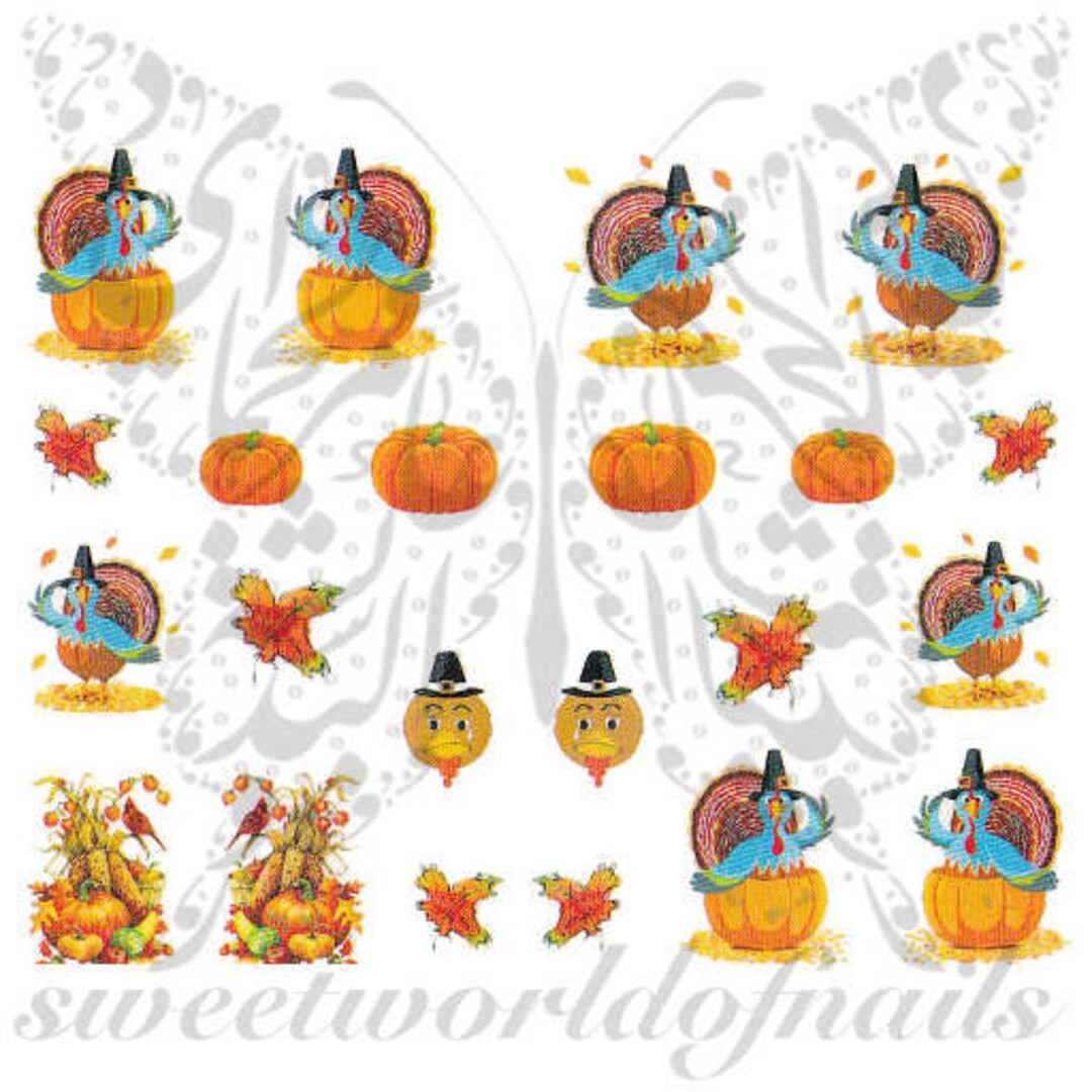 Thanksgiving Nails Turkey Nail Water Decals - Etsy