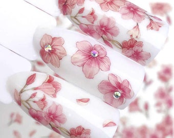 Kirschblüten Nail Art Japanischer Baum Sakura Nagel Wassertattoo