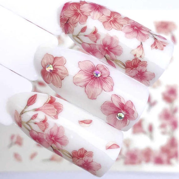 12 Designs Sakura Nail Art Decals Stickers Cherry Blossom Flower Transfer  Foils Summer DIY Water Transfer Sliders Manicure Decorations | SHEIN USA