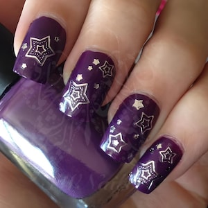 Silver Stars Nail Art Water Decals