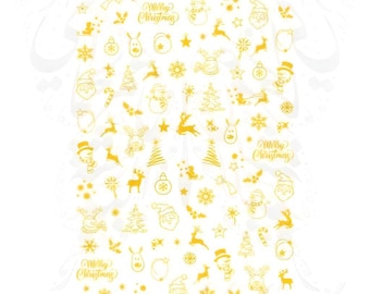 Gold Christmas Nail Art Reindeer Stickers
