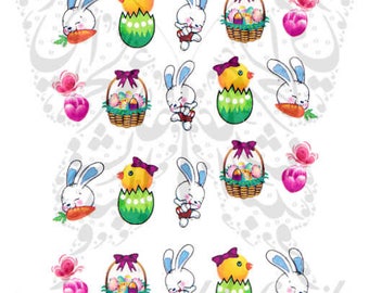 Easter Nail Art Bunny Eggs Water Decals Nail Transfers Wraps