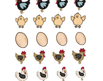 Chicken Nail Art | Farm Animal Water Decals