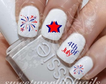 4th of July Nail Art Fireworks Water Decals Transfers Wraps