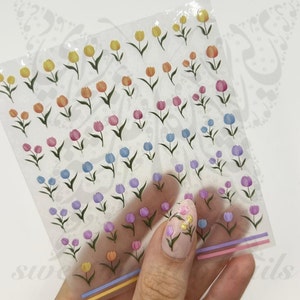 Tulipano Nail art Fiore Adesivi per unghie primaverili