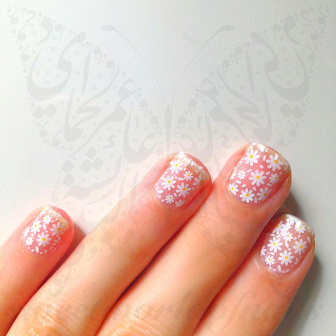 Daisy Flower Nails Full Stickers - Etsy