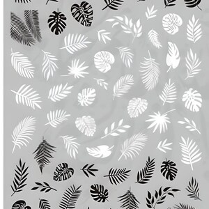 Black and White Leaves Nail Art Stickers