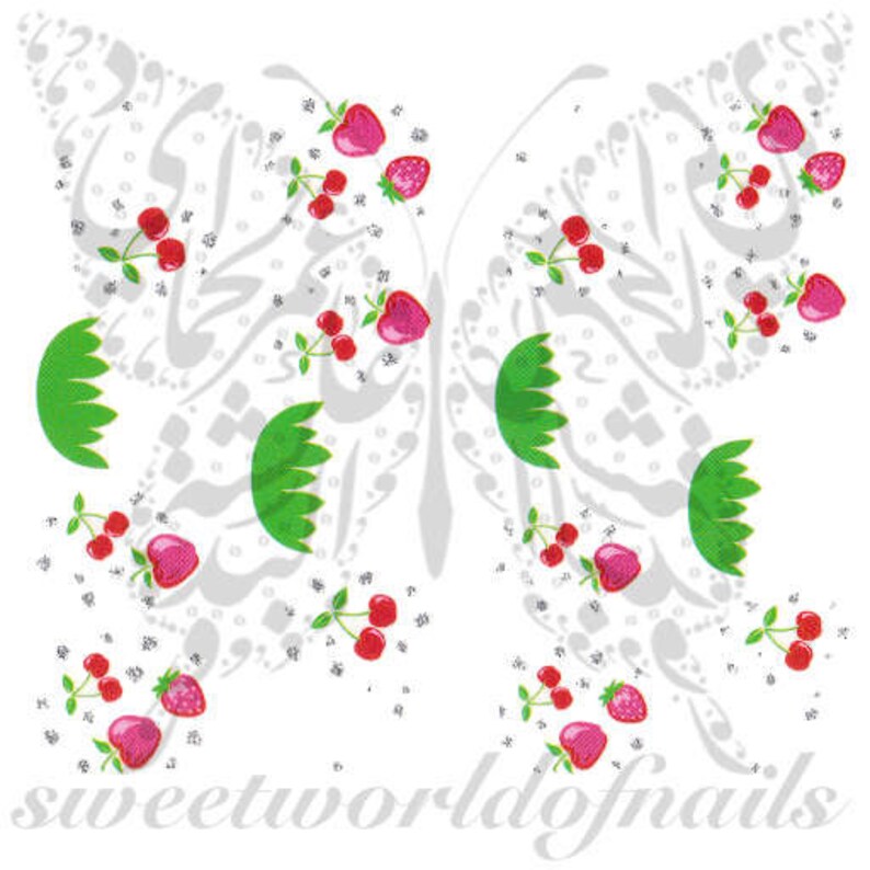 Strawberry Nail Art Nail Water Decals Wraps image 1