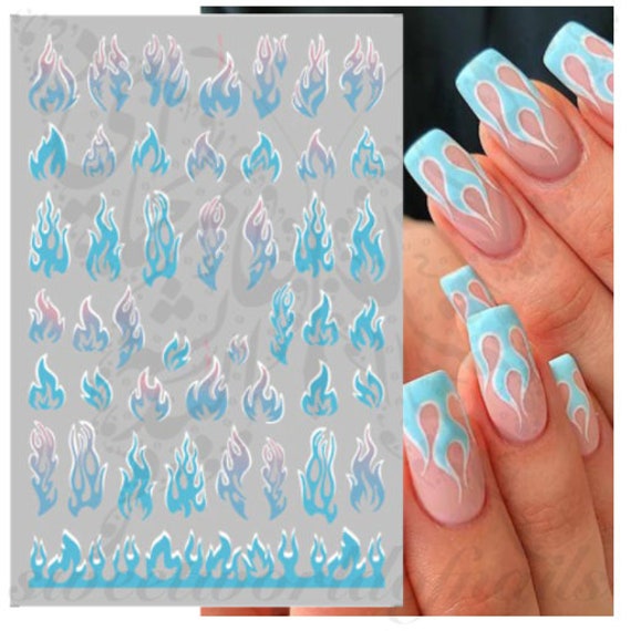 T-tiao Club Holographic Flame Nails Sticker Art Fire Nail Decals Gold  Silver Red Fires On Manicure Stencil Stickers On Nails | Fruugo SA